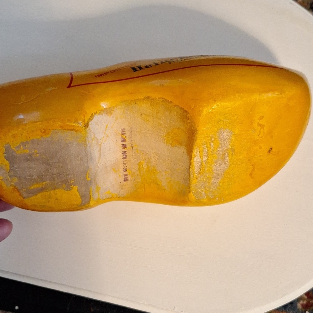 Vintage 1970s Dutch Carved Heineken Wooden Shoe Clog Promotional Item - Picture 7 of 7